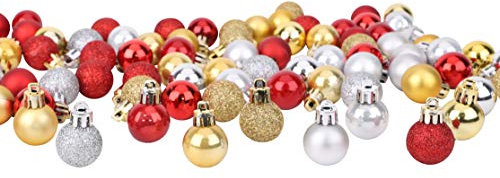 Toyland® - Ensemble de 96 Mini-Boules de Noël 32 Rouges, 32 Boules d'argent et 32 ​​Boules d'or - 2.5cm (25mm)