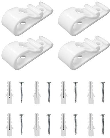 4 Sets Plastic Roman Roller Blind Chain Cord P Clips Hooks Child Safety Roller Blind Clips for Vertical Roman Roller Blinds with 8 Screws and 8 Plastic Pillars (White)
