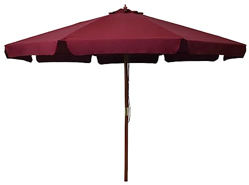 vidaXL Sonnenschirm mit Holzmast Marktschirm Gartenschirm Strandschirm Ampelschirm Balkonschirm Terrassenschirm Schirm Garten 330cm Burgunderrot