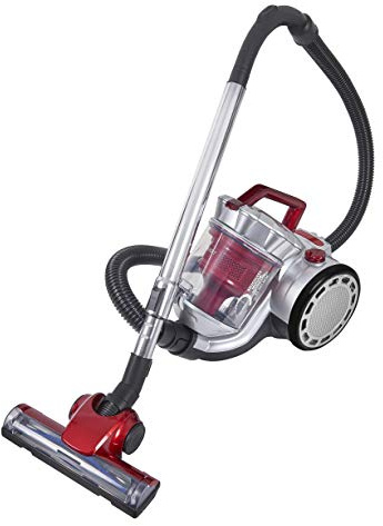 Exquisit Akku-Bodenstaubsauger BP 6401 SI - Kabellos & Beutellos | Brushless Motor, 130 W, 60 Min. Laufzeit, 2,5 L Behälter, Teleskopstab, LED-Beleuchtung, Silber/Rot