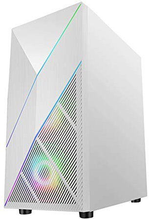 ZXCVBNAS Boîtier PC Gaming - USB3.0 Port - Panneau latéral en Verre trempé CÂBLES - Tais Prêt à l'eau de Refroidissement - éclairage RGB intégré - Noir/Rose/Whine,Blanc