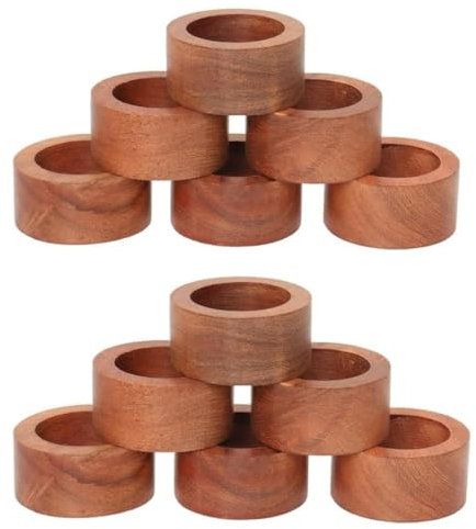 ARN Craft Handmade Wood Napkin Ring Set With 12 Napkin Rings (CW- 05-12)