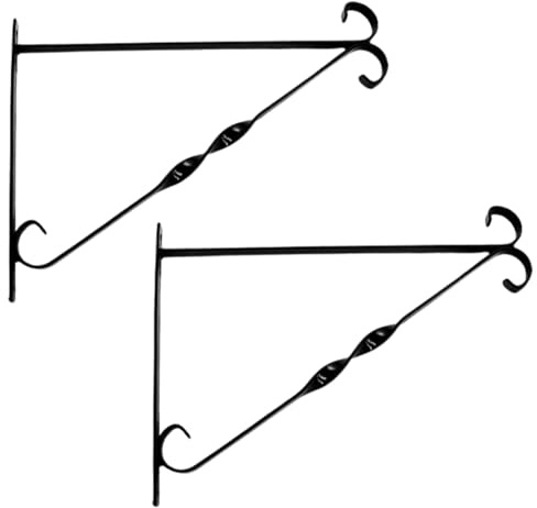Garden Mile Hanging Basket Brackets 10”/2 Pack – Black Metal Wall Mounted Plant Hangers for Garden, Fence & Outdoor Use, Decorative Hanging Hooks for Baskets & Planters