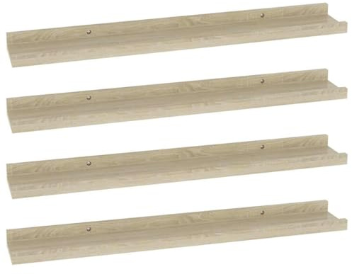 vidaXL 4X Wandregal Bücherregal Wandboard Schweberegal Hängeregal Dekoregal Freischwebend Regal Büroregal Wandablage Sonoma-Eiche 60x9x3cm
