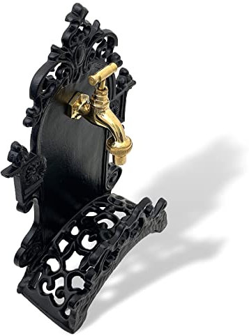 aubaho Schlauchhalter mit Wasserhahn schwarz Aluminium Garten 39cm Antik-Stil