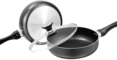 AM Home and Kitchen - Induction Frying Pan with Lid Non Stick, Saute Pan with Lid, Wok Non Stick with Lid, Frying Pan for Induction Hob (26 cm)