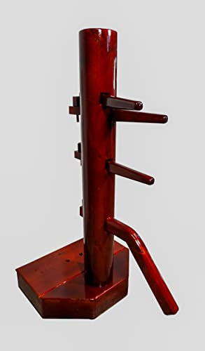 dummymaker Wing Chun Holz-Trainingsdummy mit Basis und Weste (03 Kirschfarben) für Erwachsene Kampfsportler, überwiegend Rechtshänder