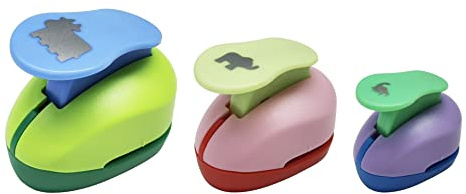 VSREI Stanzer Set, 3 Stück Papierstanzer Motivlocher Stanzer Set 9/16/25mm für Geschenkanhänger, Basteln, Scrapbooking, Fotos, Grußkarten (Dinosaurier, Elefanten, Kälber)，Zufällige Farbe