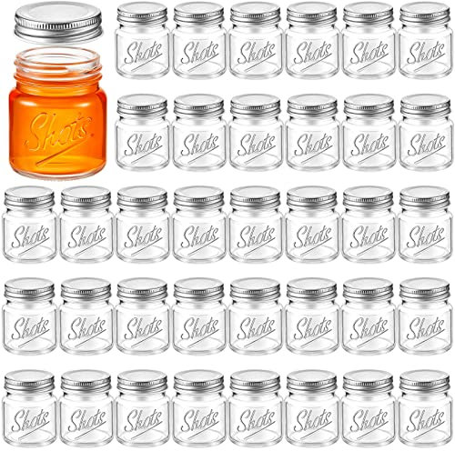 Tessco Mini-Einmachgläser mit Deckel, 57 ml, spülmaschinenfest, Einmachgläser für Junggesellinnenabschied, Hochzeit, Party, Gastgeschenke, Bar, Getränke, Zuhause, Desserts, Honig, Marmelade
