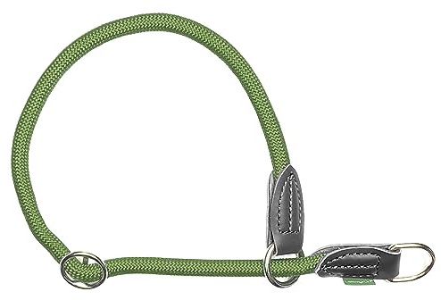 Leisegrün Retrieverhalsband verstellbar | Halsband für Hunde aus Nylon mit Zug-Stopp | Modell Derby | Olivgrün | Größe: M