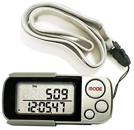 Aktivitätstracker, Pedometer Schrittzähler ohne app und Handy kein Bluetooth mit Clip Einfache Bedienung Testsieger Schritt/Distanz/Kalorien/Zähler Fitness Tracker Damen Herren Kinder ( Color : Silver
