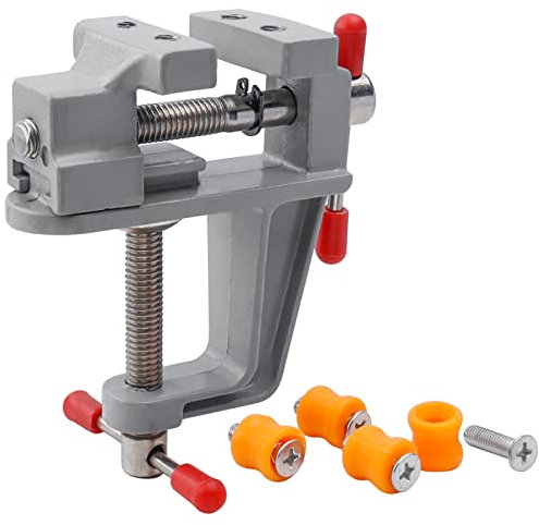 Treki Mini Tornillo de Banco Pequeño Tornillo de Mesa Ajustable Abrazadera de Mesa Herramienta Prensa Tornillo Portátil para Modelos de Joyería Reparaciones de Bricolaje Pintura y Manualidades