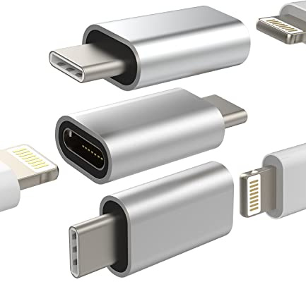 Adaptador Lightning hembra a USB C macho (paquete de 3) Cable de carga tipo C compatible con Samsung Galaxy S22 S21 S23 S24 Ultra Z Flip Plus Para Ipad para Apple Para iPhone 15 16 pro max Cable carga