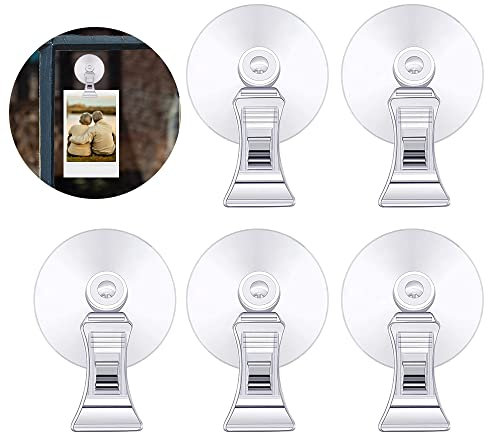 Saugnapf-Haken-Clip-Halter – 5 Stück Saugnäpfe für Fenster, Saughaken für Aquarium, Parkscheinhalter, Futterklammer, Sauger mit Clips, Haken, Multifunktions-Clip für Glaswand, Supermarkt, Zuhause