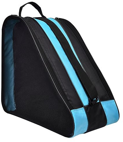 AMZLORD Skate Bag Schlittschuh Tasche mit Henkeln, Eishockey-Bag mit Reißverschluss & Fächern Verstellbarem Trageriemen Aufbewahrungstasche for Eislaufschuhe mit Netztaschen (Blau)
