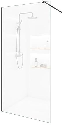 Home Deluxe - Duschabtrennung - BAKI - Breite: 150 cm, Profil Schwarz, Klarglas, Aluminiumrahmen - 10 mm ESG - Sicherheitsglas I Walk in Dusche, Duschwand, Duschtür