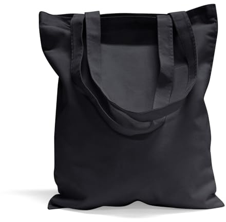 Morcheiong 6 Pack Black Cotton Canvas Bag Blank Tote Canvas Bags Reusable Grocery Shopping Bags, Suitable for DIY Craft, Shopping, Drawing, Advertising, Grocery, Promotion, Gift, Activity