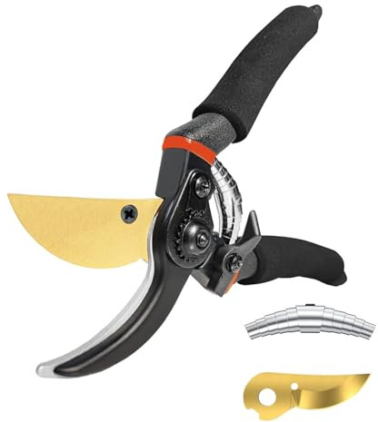 ‎CTDMJ Gartenschere Gardena SK-5 Stahl Rostfrei Baumschere Heavy Duty Antihaftbeschichtet Hochwertige Stahl-Klingen Gartenschere Set für Pflanzen, Hecken Blumenschere, Baumscheren & Gartenscheren