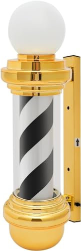 Poste Luz Led para PeluqueríA, Letrero Abierto Giratorio para PeluqueríA, Color Dorado Rojo Blanco Y Negro Resistente Al Agua Ahorra EnergíA Montaje En Pared(C)