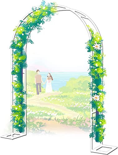 Arche Jardin Aluminium Largeur, Arche À Rosiers Métal, Filet À Plantes Grimpantes, Filet de Treillis, pour Récolte de Concombres, Légume, Vignes, Plantes Grimpantes,Blanc,140x230x40CM