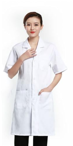 RXYNLL Blouse de laboratoire blanche unisexe pour infirmière, blouse de laboratoire à manches courtes, adaptée aux laboratoires, salons de beauté, pharmacies, blanc, Small