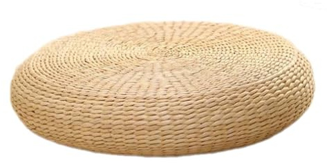 LOVIVER Handgefertigtes gewebtes Meditationskissen, Sitzunterlage, bequemes gewebtes Stroh-Bodenkissen für Terrasse, Teehaus, Teezeremonie, Büro, 45x20cm