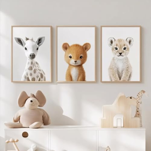 Ueiwffzo 3er Poster Set Bilder Kinderzimmer - Kreatives Wandbilder Set für Babyzimmer, Mädchen Kinderzimmer - Boho Deko Leinwandbilder Poster Kinderzimmer ohne Rahmen (21 x 30 cm)