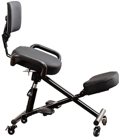ASerZenith Schreibtisch-Kniestühle, Bürostuhl mit gekreuzten Beinen, Rollen und Fußstütze, ergonomischer Kniestuhl mit Armlehne – Haltungsstuhl für Computerarbeiter