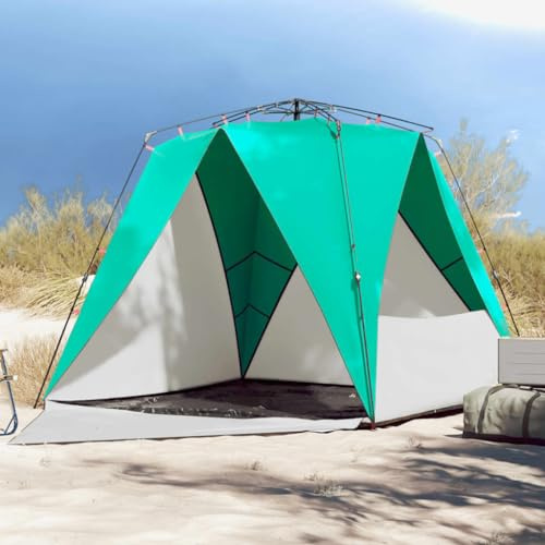 Homgoday Tenda da spiaggia per 4 persone, verde mare, a sgancio rapido, impermeabile, riparo da sole per campeggio in famiglia, pesca, picnic, spiaggia, tenda da spiaggia all'aperto