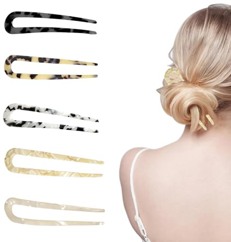 Youery 5 Piezas Horquillas para el Pelo en Forma de U, Horquillas Para el Cabello Para Mujeres y Niñas, Accesorio Peinar Cabello Reutilizable 5 Estilos