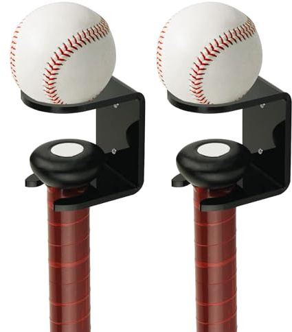 JUMRHFAN 2 Stück Wandhalterung für Baseball-Aufbewahrung, Acryl-Baseballschlägerhalter, Sportgeräte-Organizer zur Präsentation von Schlägern und Bällen zu Hause oder im Baseballstadion (Schwarz)
