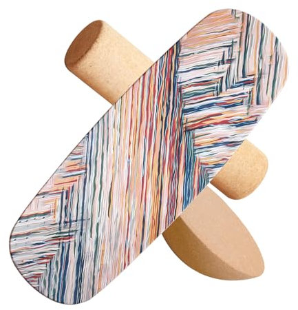 Holz Balance Board mit Rolle & Halbkugel - Balancierbrett für Gleichgewichtstraining - Erwachsene - Inkl. Anleitung - Verbessert Koordination & Muskelkraft