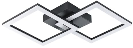 Eglo LED lampada da soffitto Palmaves-E, plafoniera quadrata in metallo nero, per camera e soggiorno, illuminazione calda, L 52,5 cm