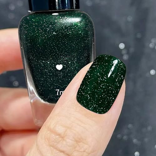 Emerald Green Nail Polish, Glittery Green Nail Polish. Quick - Drying. Long - Lasting Nail Varnish. Water Based No Need Curing Nail Gel Polish. Breathable, Home Nail Art