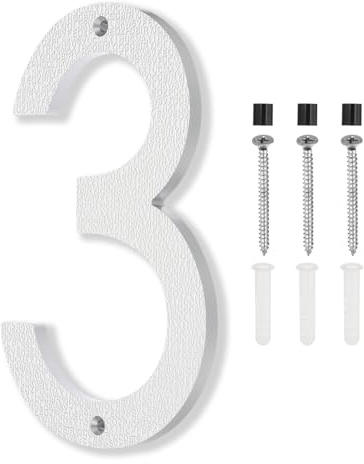PATIKIL 8 Inch House Numbers, House Address Numbers Sign Large Floating Modern Home Number with Screws for Outside Door Wall Street, Silver, 3