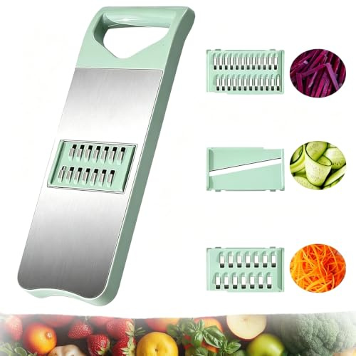 Mandolina de Cocina 3en 1 de Acero Inoxidable, cortador de verdura, para Patatas, Frutas, Verduras y Queso, utensilios de cocina