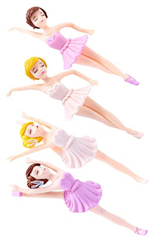 YARNOW 4stücke Ballet Mädchen Figuren Elegante Tortenaufsätze Für Geburtstagstorten Küchen Cupcake-dekoration Lebendige Ballerina-dekorationen in Weiß Und Violett