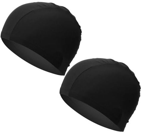2 Pcs Gorros de natación para Hombres y Mujeres, Unisex Gorro de Natación Piscina Mujer y Hombre Gorro de Piscina para Pelo Largo y Corto Gorros de Baño Impermeable Suave y Cómodo (Negro)