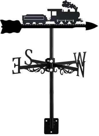 Wetterfahne, Dampflokomotive, Zug, Retro, langlebige Dekoration, Wetterfahne, Dachmontage, Richtungsanzeiger-Set, Wetterhahn-Messwerkzeuge for den Außenbereich, einfache Verwendung und Installation(Bl