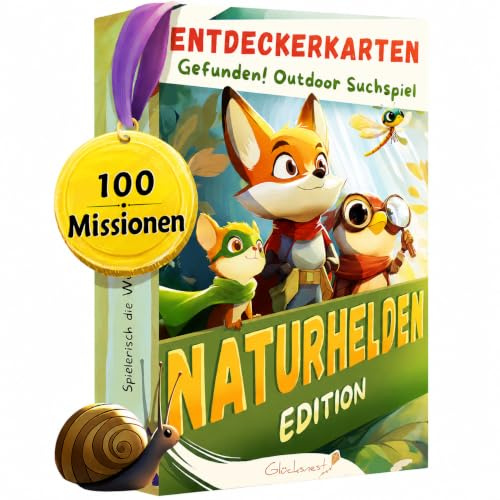 Entdeckerkarten Naturhelden | Finde mich Spiel | Outdoor Suchspiel Kinder & Geschenk 6 Jahre Junge | Spiele ab 4, 5, 6, 7, 8 Jahre | Schatzsuche & Pausenspiele Grundschule | Outdoor Spiele für Kinder