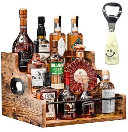 3-Tier Wine Rack & Syrup Organiser, Multi-Use Display Shelf for Home Bar