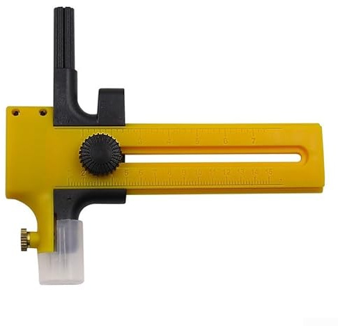 Coupe-cercle rotatif pour boussole avec poignée à cliquet conçu pour papier, tissu, scrapbooking et travaux manuels (jaune)