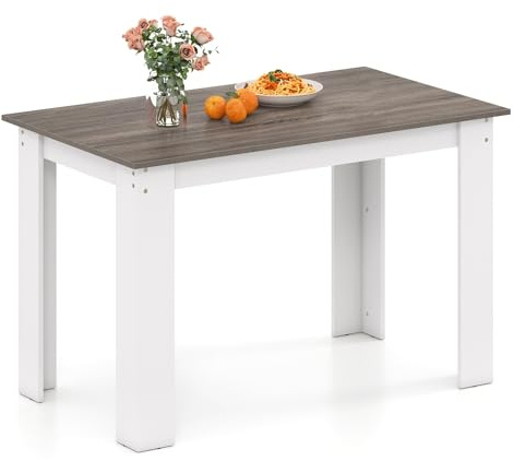 LIFEZEAL Mesa de Comedor 120 x 70 cm, Mesa Cocina, 4-6 Personas Escritorio de Madera con Diseño Moderno, Ahorra Espacio, Rectangular, para Salón, máx. 60 kg (Blanco)