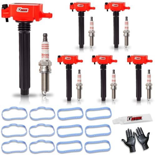 GBTAD Ignition Coil Pack & Spark Plug & Intake Manifold Gasket Set Fits for Chrysler Town Country 300 Dodge Grand Caravan Durango Journey Jeep Cherokee Wrangler JK 2011-2017 3.6 V6 Replace UF648