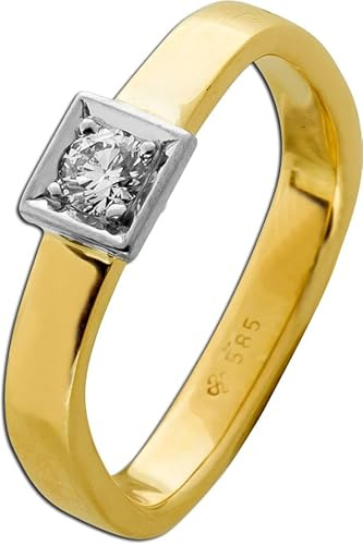 Ch.Abramowicz Brillantring Gold 585 14K Solitär Diamant 0.10ct Antikschmuck 16