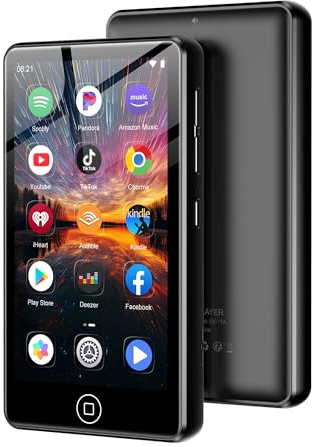 AGXOV 144GB Reproductor MP3 con Bluetooth y Wi-Fi, 4,02 Pulgadas Pantalla Táctil MP4 Player, Reproductor de Música Android con Spotify, Amazon Music, Deezer, Radio FM, Lector de E-Books, Negro