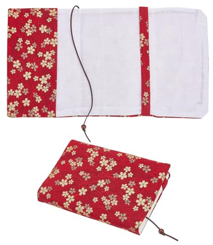 OLYCRAFT Copertina per Libri Elasticizzata A Fiori 220x147x11mm Copertina in Cotone Rosso Scuro Copertine per Libri A5 con Custodia per Segnalibro Protezione per Copertine Morbida per Quaderni Planner