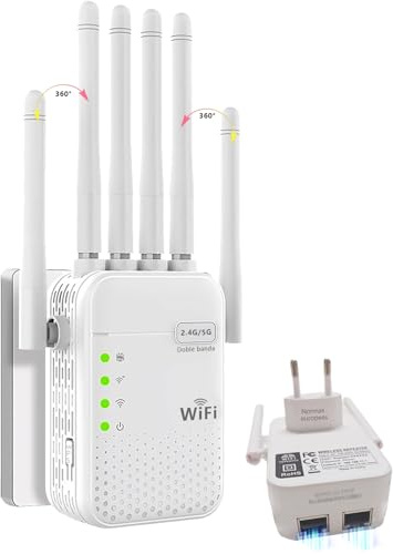 Repetidor WiFi 6, (5+2,4) GHz de Doble Banda con Seis Antenas Que ofrecen una penetración de señal Ultra Potente de 360° a través de Las Paredes, Adecuado para oficinas y hogares.-1