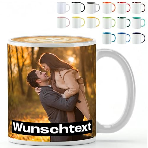 Personalisierte Tasse mit Namen oder Foto – Kaffeetasse bedrucken, Fototasse selbst gestalten, Geschenkidee für Freunde, Familie & Kollegen, spülmaschinenfest (Weiß)