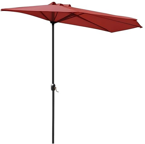 Generico Ombrellone da Parete 3.0 m, Apertura a Manovella, Anti UV, Telo in Poliestere, 5 Stecche, Ombrellone da Giardino per Terrazza e Balcone(Wine Red)